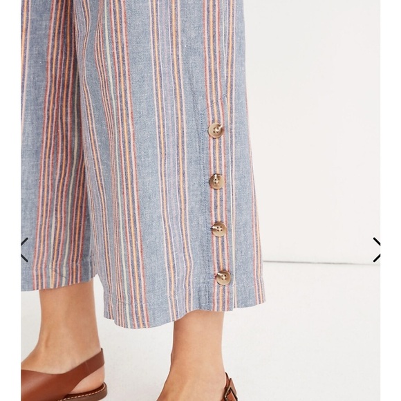 Madewell Side-Button Houston Pull-On Crop Pants in Rainbow Stripe | Size S - Picture 4 of 9